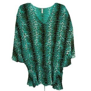 XIA - Animal Print Batwing Sleeve Top - L/XL